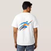 Dynamisches Runner-Logo Blau Orange Geschwindigkei T-Shirt (Schwarz voll)