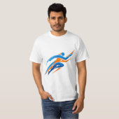 Dynamisches Runner-Logo Blau Orange Geschwindigkei T-Shirt (Vorne ganz)