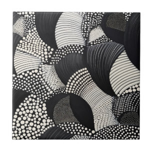 Dynamisches Schwarz Weiß - Geometrischer Organisch Fliese
