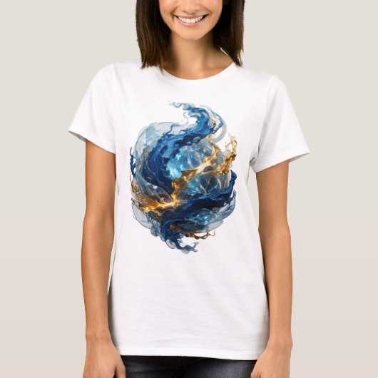 Dynamisches Silber ABSTRACT ART Abstrakte Gestaltu T-Shirt (Vorderseite)