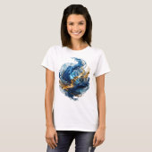 Dynamisches Silber ABSTRACT ART Abstrakte Gestaltu T-Shirt (Vorne ganz)