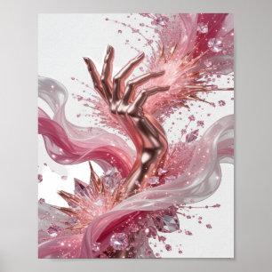 Dynamisches Silber ABSTRACT ART Fashion Print v2 Poster