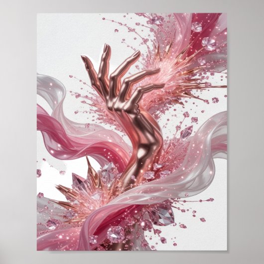 Dynamisches Silber ABSTRACT ART Fashion Print v2 Poster (Vorne)