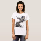 Dynamisches Silber ABSTRACT ART Grafik T-Shirt (Vorne ganz)