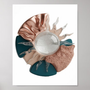 Dynamisches Silber ABSTRACT ART Künstlerisches Mot Poster