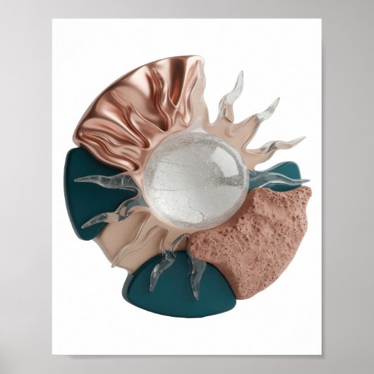 Dynamisches Silber ABSTRACT ART Künstlerisches Mot Poster (Vorne)