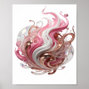 Dynamisches Silber ABSTRACT ART Kunstprint Poster