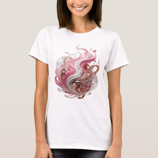 Dynamisches Silber ABSTRACT ART Kunstprint T-Shirt (Vorderseite)