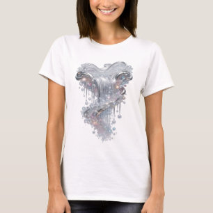 Dynamisches Silber ABSTRACT ART Mode Druck T-Shirt