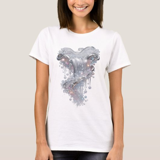 Dynamisches Silber ABSTRACT ART Mode Druck T-Shirt (Vorderseite)