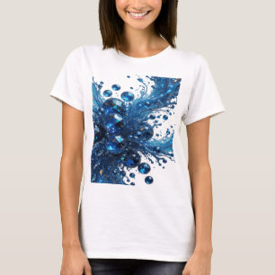 Dynamisches Silber BLUE DIAMONDS Druck T-Shirt