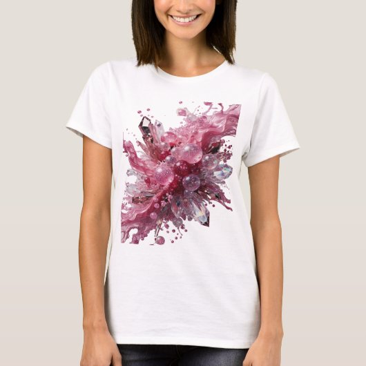 Dynamisches Silber CRYSTAL BUBBLES Slogan T-Shirt (Vorderseite)
