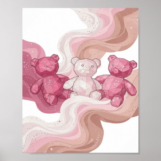 Dynamisches Silber DREI TEDDYBÄREN IM WELTALL Poster (Vorne)