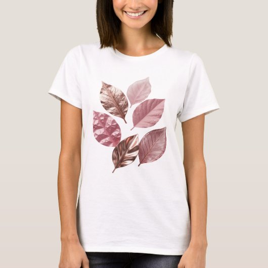 Dynamisches Silber GOLDENE BLÄTTER Grafikdesign T-Shirt (Vorderseite)