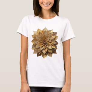 Dynamisches Silber GOLDENE BLUME kühnes Design T-Shirt