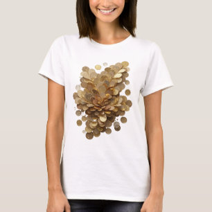 Dynamisches Silber GOLDENE GLITZERNDE BLÜTENBLÄTTE T-Shirt