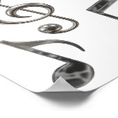 Dynamisches Silber MUSIKNOTEN Fettes Design Poster (Ecke)