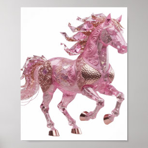 Dynamisches Silber PINK GLAS PFERD Künstlerisches  Poster