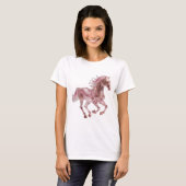 Dynamisches Silber PINK GLAS PFERD Statement Desig T-Shirt (Vorne ganz)