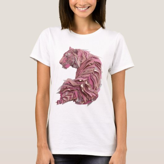 Dynamisches Silber PINK TIGER 3D Text Art T-Shirt (Vorderseite)