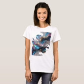 Dynamisches Silber SPACE GALAXY Textdesign T-Shirt (Vorne ganz)