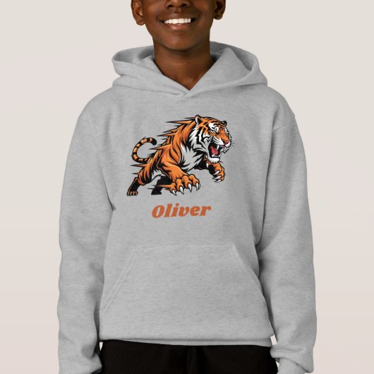 Dynamisches springendes Tiger-Maskottchen  Hoodie (Vorderseite)