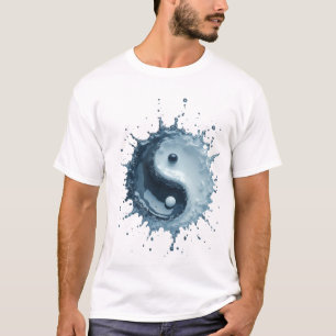 Dynamisches Wasserspritzer-Yin-Yang-Symbol T-Shirt