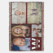 Dynamisches, weißes Mehrfach-Foto-Monogramm Decke (Vorderseite Vertikal)