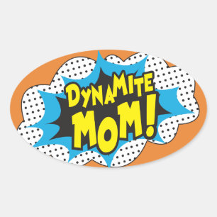 Dynamit Mama! -Glänzend, Ovaler Aufkleber