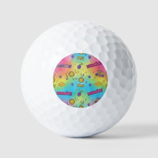 Dynamite Pop Art Rainbow Pattern Golfball (Vorderseite)