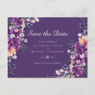Dynastie Wedding Save the Date Lila Ginger Floral Postkarte