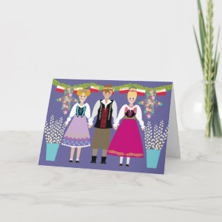 Dyngus Tagespolnisch-Volkskunst-Junge und Mädchen Karte