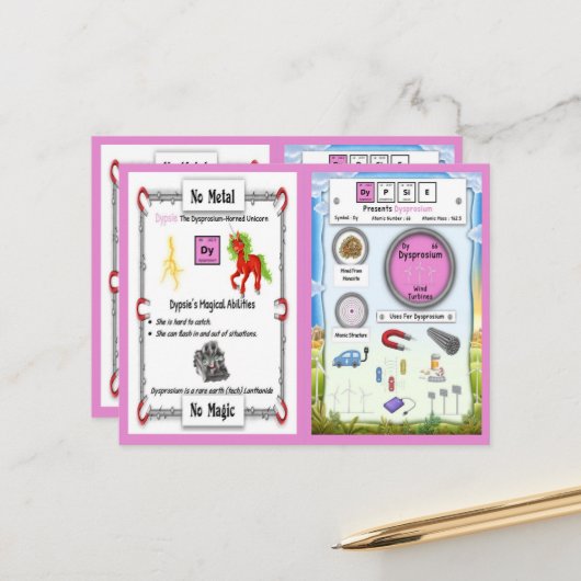 Dypsie - Dysprosium Horn Einhorn Postkarte (Vorderseite/Rückseite Beispiel)