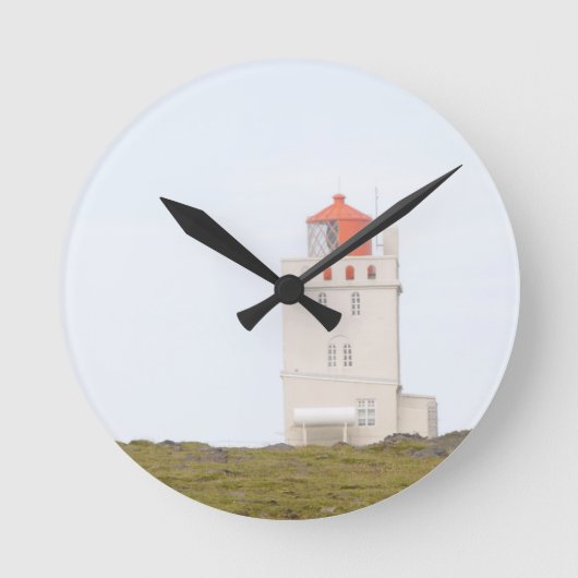 Dyrholaey Lighthouse Iceland Clock Runde Wanduhr (Vorderseite)