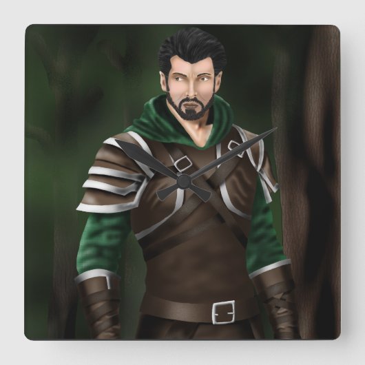 Dyron the Ranger Quadratische Wanduhr (Vorderseite)