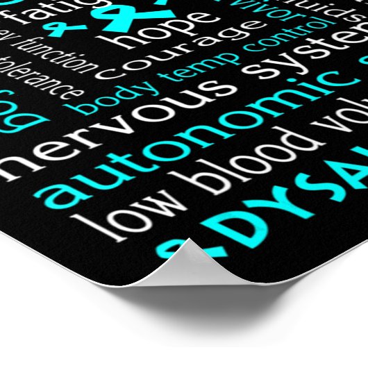 Dysautonomie Bewusstseinsbildung T - Shirt Aquamar Poster (Ecke)