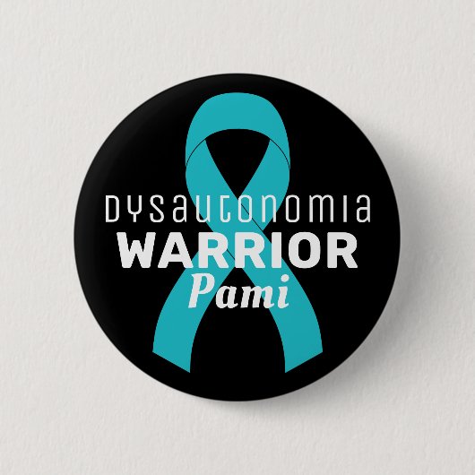 Dysautonomie-Kämpfer-Schleife Schwarzer Knopf Button (Vorderseite)