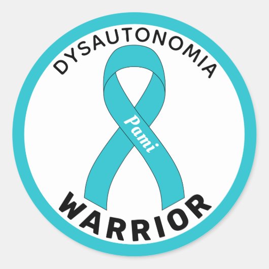 Dysautonomie Warrior Ribbon White Round Sticker (Vorderseite)