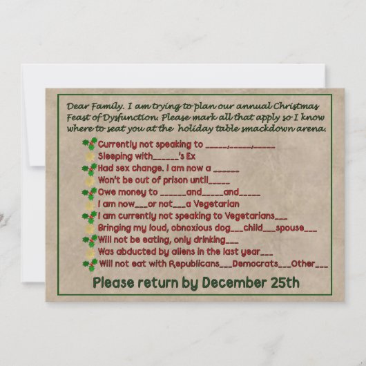 Dysfunktion Einladung (Vorderseite)