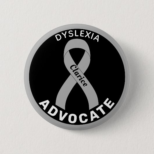 Dyslexia Advocate Ribbon Black Button (Vorderseite)