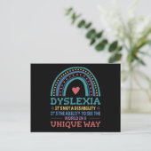 Dyslexia Awareness Dyslexic Postkarte (Stehend Vorderseite)