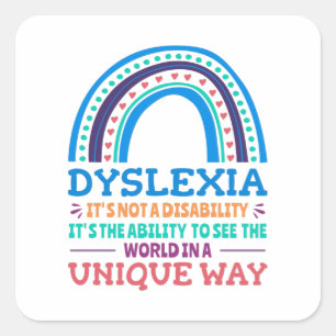 Dyslexia Awareness Dyslexic Quadratischer Aufkleber