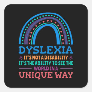 Dyslexia Awareness Dyslexic Quadratischer Aufkleber