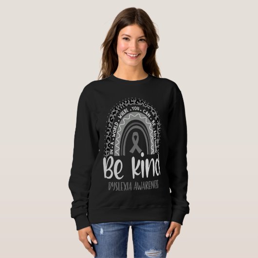 Dyslexia Awareness Leopard Rainbow Choose Kindness Sweatshirt (Vorne ganz)
