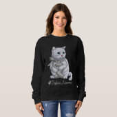 Dyslexia Awareness Month Silver Ribbon Cat Sweatshirt (Vorne ganz)