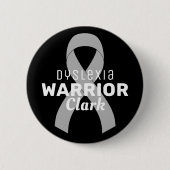 Dyslexia Warrior Ribbon Black Button (Vorderseite)