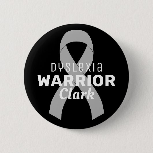 Dyslexia Warrior Ribbon Black Button (Vorderseite)