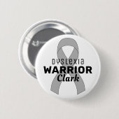 Dyslexia Warrior Ribbon White Button (Vorne & Hinten)