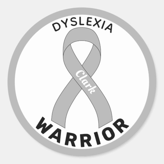Dyslexia Warrior Ribbon White Round Sticker (Vorderseite)