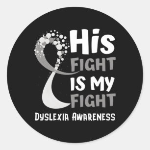 Dyslexie Bewusstsein Gray Ribbon Hope Family Fight Runder Aufkleber